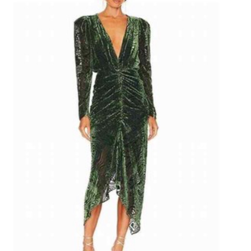 RONNY KOBO Elegant Green Velvet Dress Size XS - Picture 4 of 13